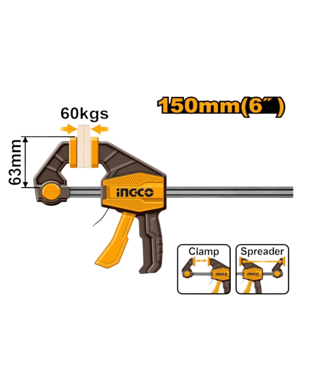 Ingco Quick Bar Clamp 6" 150mm - ToolMaster Sri Lanka