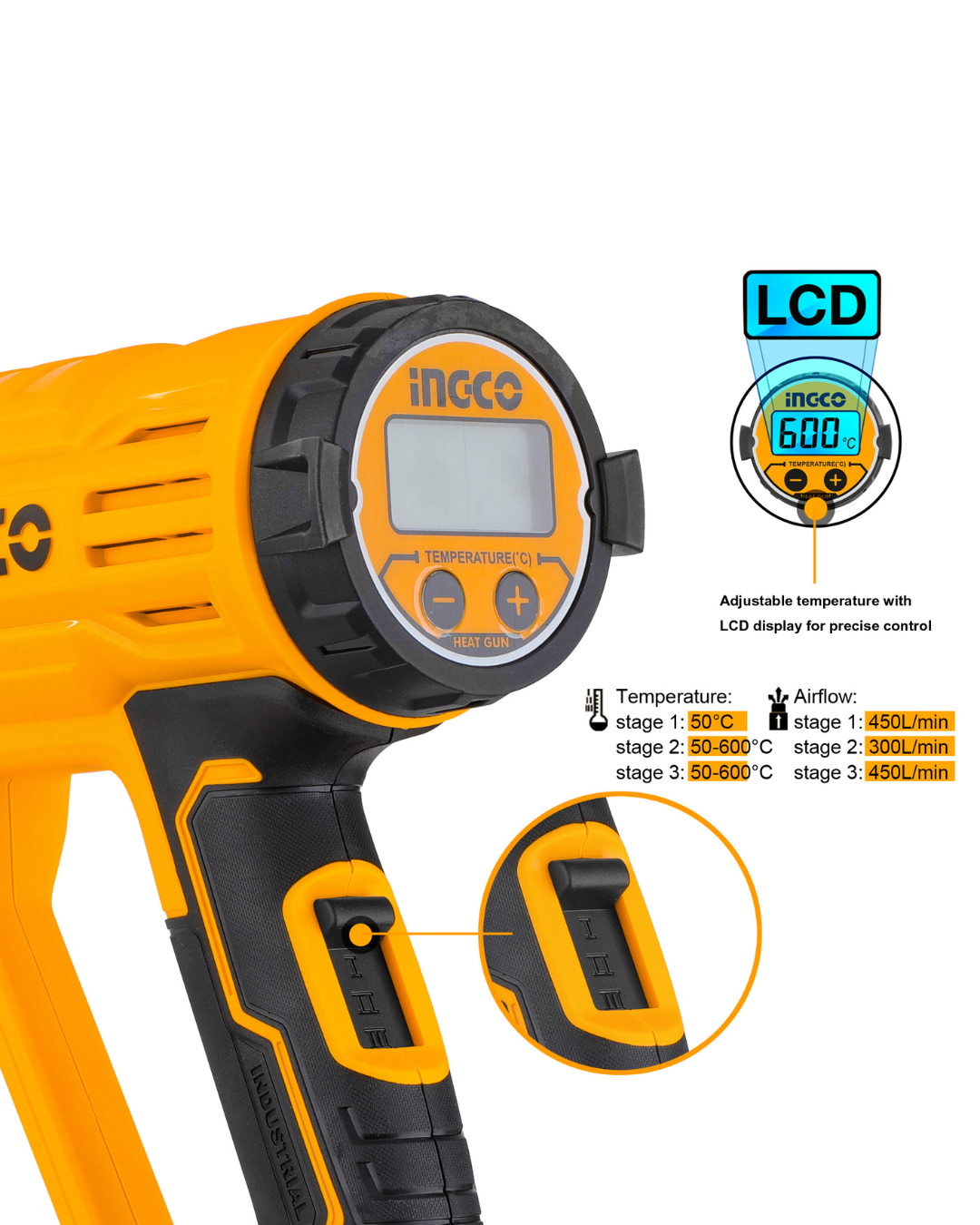 Ingco Heat Gun 2000W with LCD Display