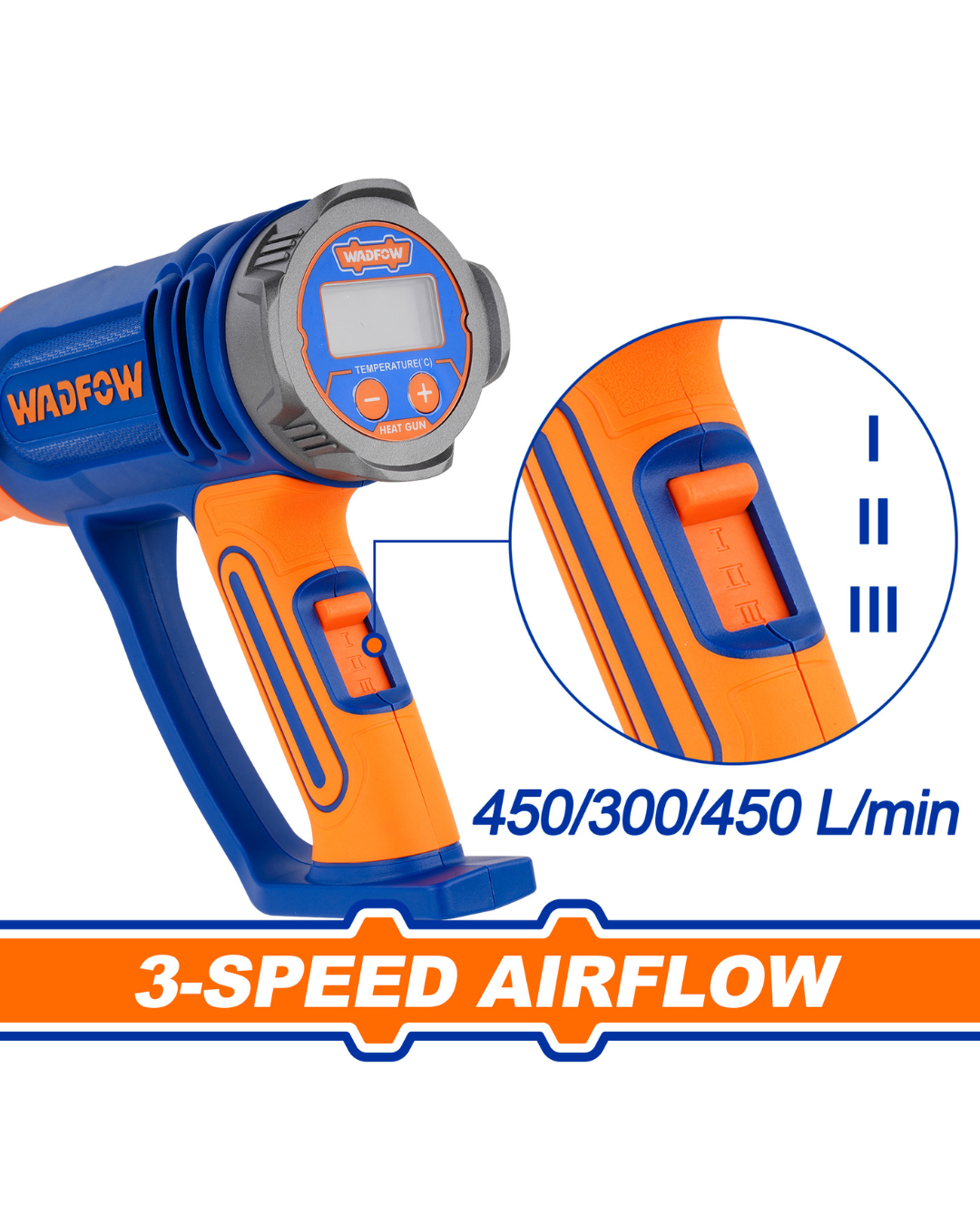 WADFOW Heat Gun 2000W with LCD Display