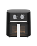 Black air fryer with a white handle on a white background available at ToolMaster Sri Lanka