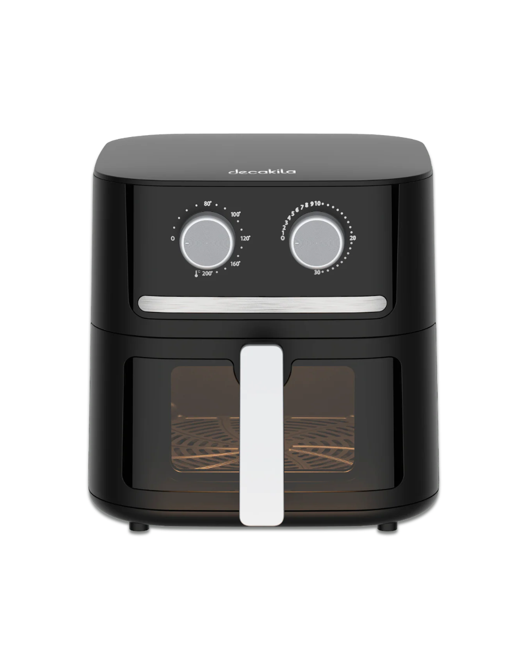 Black air fryer with a white handle on a white background available at ToolMaster Sri Lanka
