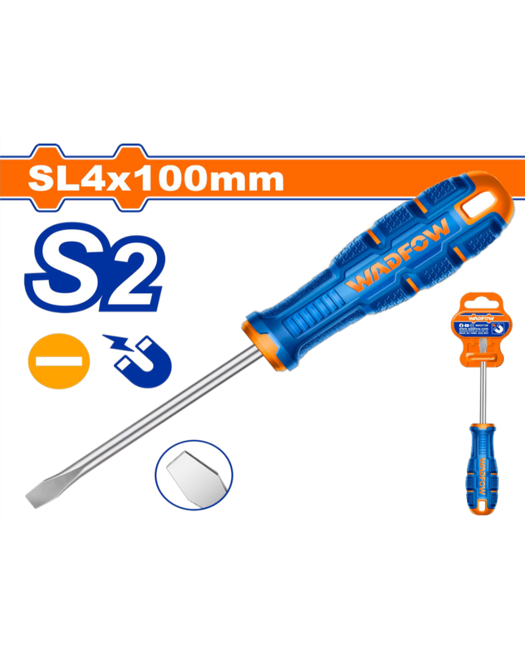 Wadfow Slotted Screwdriver SL4 X 100mm- ToolMaster Sri Lanka