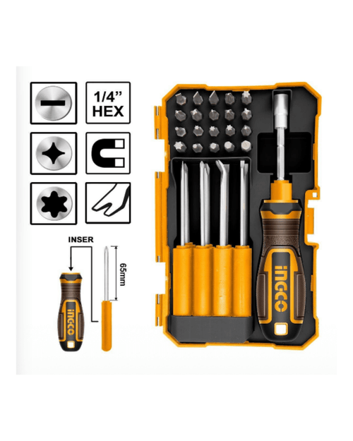 Ingco 30 Pcs Interchangeable Screwdriver and Bits Set - ToolMaster - Sri Lanka's Trusted Powertool Store.