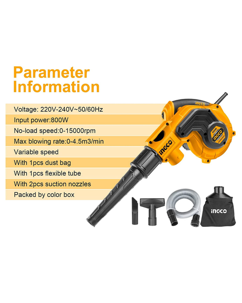 Ingco Aspirator Blower 800W with Vacuum- ToolMaster Sri Lanka