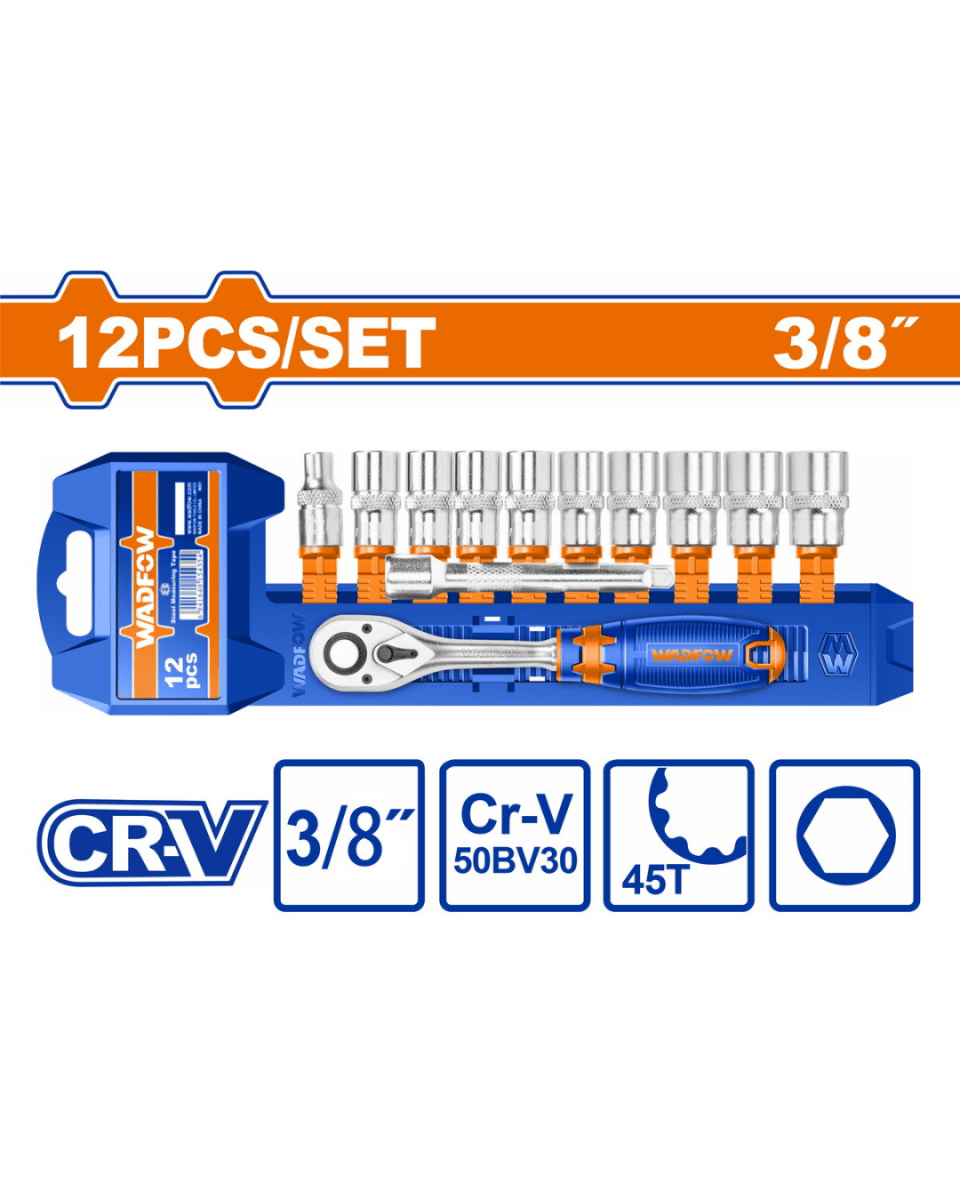 WADFOW 12 Pcs 3/8" Socket Set- ToolMaster Sri Lanka