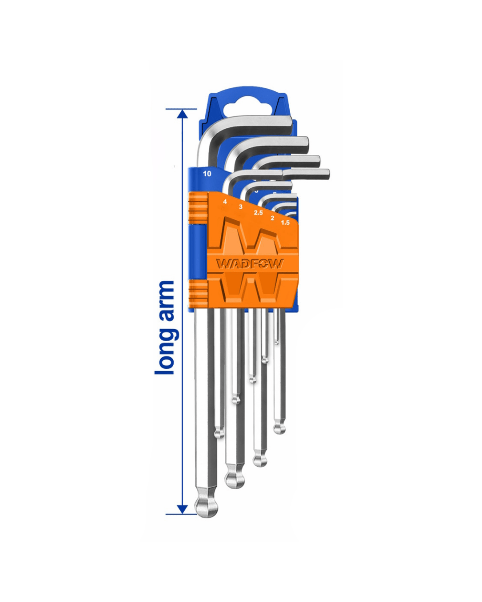 Wadfow Ball Point HEX Allen Key 9Pcs Set - ToolMaster - Sri Lanka's Trusted Powertool Store.