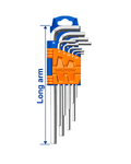 Wadfow Extra Long Arm HEX Allen Key 9Pcs Set - ToolMaster - Sri Lanka's Trusted Powertool Store.