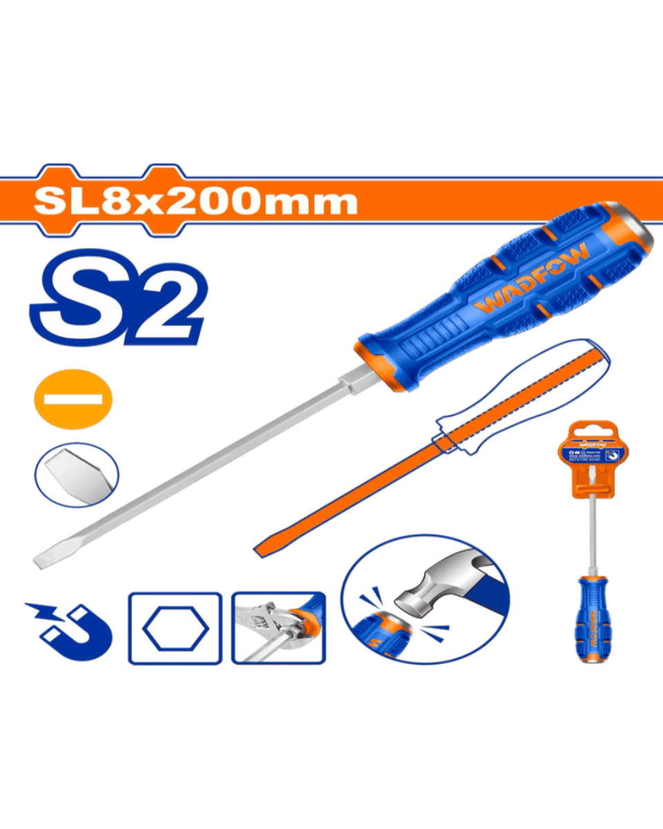 Wadfow Go-Through Slotted Screwdriver SL8 X 200mm - ToolMaster - Sri Lanka's Trusted Powertool Store.