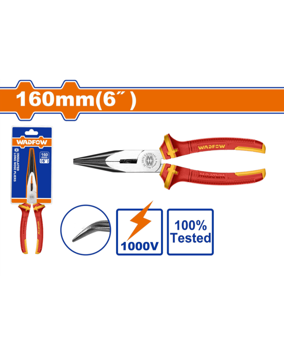 Wadfow Insulate Bent Nose Pliers 6" 160mm - ToolMaster - Sri Lanka's Trusted Powertool Store.