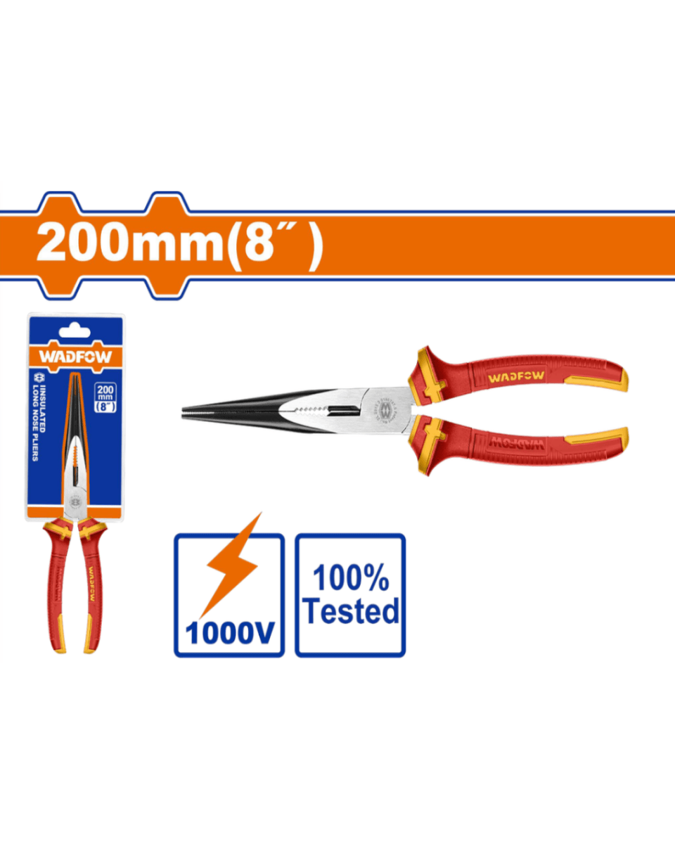 Wadfow Insulated Long Nose Pliers 8" 200mm - ToolMaster - Sri Lanka's Trusted Powertool Store.