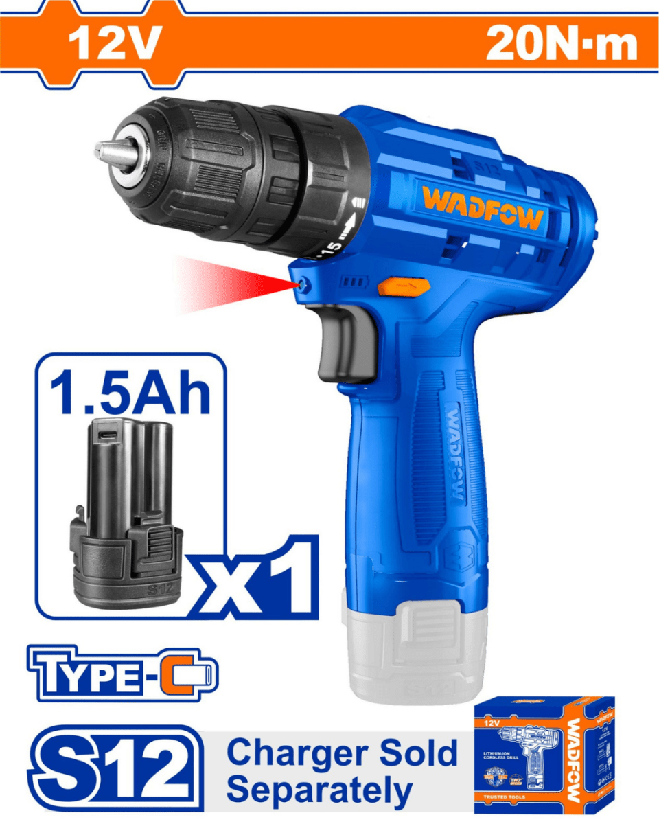 Wadfow USB-C Cordless Drill 12V 20N-m- ToolMaster Sri Lanka